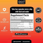 Envy Nutrition Turmeric & Ginger Supplement Capsules with Apple Cider Vinegar - Enhanced Immunity & Metabolism Support - 95% Curcuminoids, Bioperine (Black Pepper) for Superior Absorption - 60 Caps