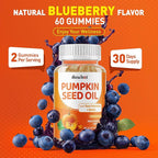 Pumpkin Seed Oil Gummies, Organic Pumpkin Seed Oil Supplements with Saw Palmetto, Biotin for Skin & Hair Growth, Cold Pressed Pumpkin Seed Extract with Stinging Nettle for Prostate Health, Vegan, 60