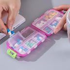 1Pack Travel Pill Organizer - 10 Compartments Pill Case, Compact and Portable Pill Box, Perfect for On-The-Go Storage, Pill Holder for Purse (Pink with 156 Stickers)