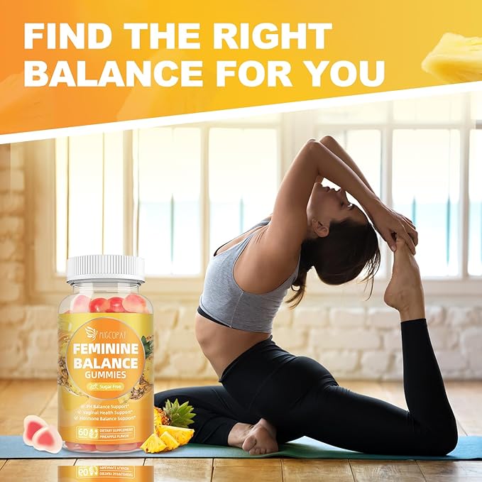 Premium Feminine Balance Gummies – 2 Pack, Probiotic + Enzyme Blend for Digestive, Hormone & PH Balance, Pineapple Flavor, 120 Gummies