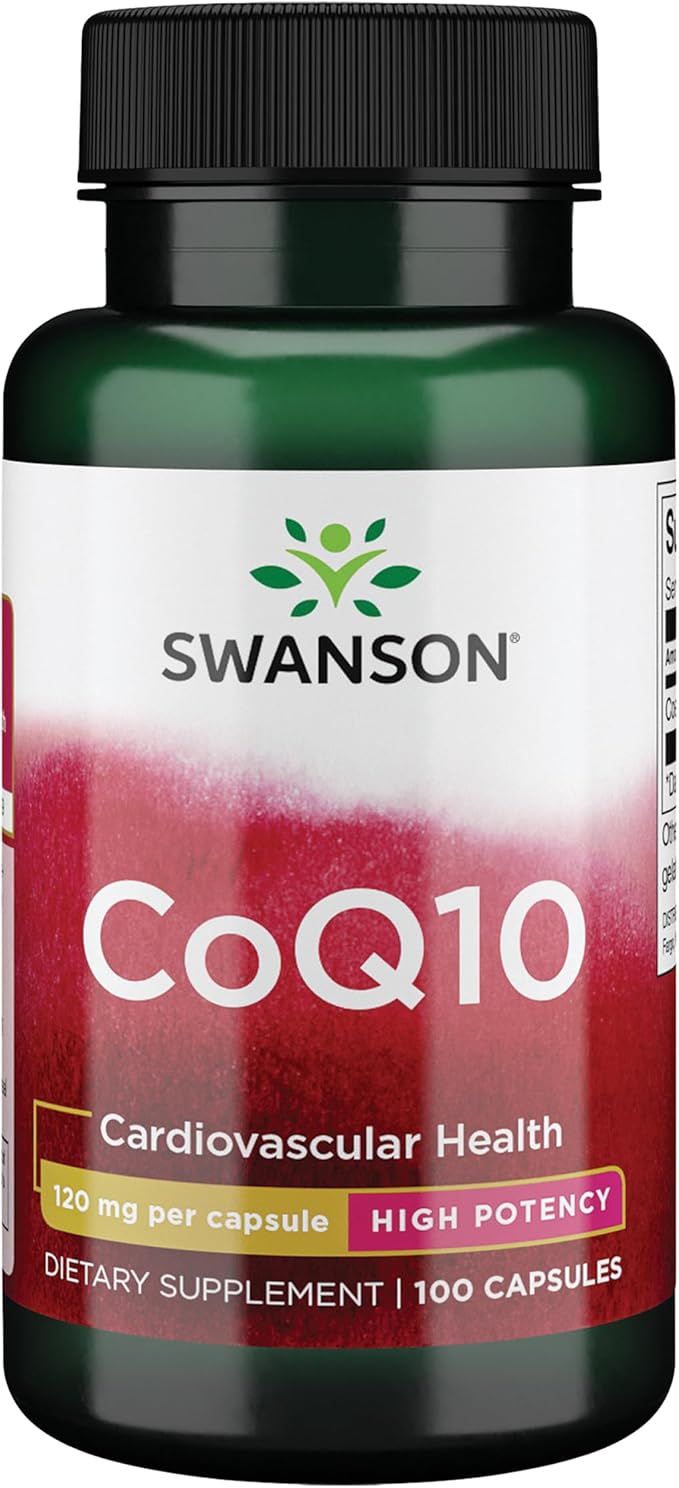 Swanson CoQ10 - Helps Promote Heart Health, Energy Support, & Aids Overall Cardiovascular System Health - Helps Maintain Coenzyme Q10 Supplement - (100 Capsules, 120mg Each)