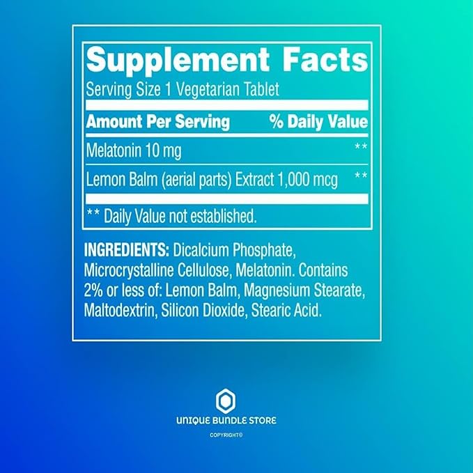 Unique Bundle Store Spring Valley melatonin 10mg, 120 Tablets with Lemon Balm Extract, Dietary Supplement for Sleep and Immune System Support - 7 Day Pill Organizer Included (Pack of 3 (360 CT))