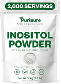 Purisure Inositol Powder, 1 kg, Fertility, Hormonal Balance and Ovarian Support, Pure Inositol Powder, Inositol Supplement to Support Energy and Brain Wellness, Vegan, Non-GMO, 2000 Servings