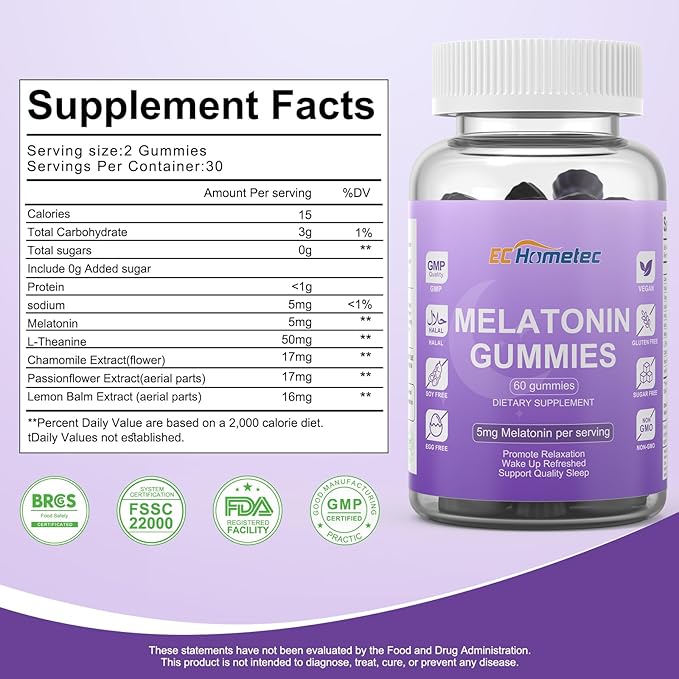 Melatonin 5mg Gummies for Adults – High Potency Fast-Acting Sleep Aid, Sugar-Free Natural Non-Addictive Sleep Support for Falling Asleep Faster & Jet Lag, Mulberry Flavor, 60 Count