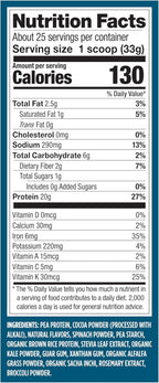 Vega Protein + Supergreens - 20g Plant-Based Protein, Chocolate, 25 Servings, Real Greens & Veggies, Vegan Keto, 0g Added Sugar, Non-GMO, Gluten Free, Dairy Free, 1.8lbs (Packaging May Vary)