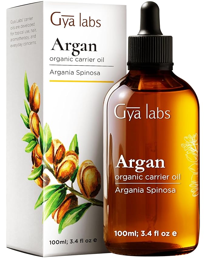 Gya Labs Organic Evening Primrose Oil for Dry Skin & Argan Oil for Hair Set - Aromatherapy Grade Essential Oils Set - 2x3.4 fl oz