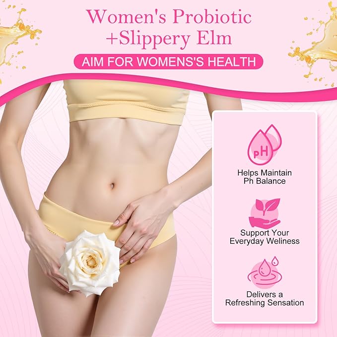 Her Juicy Feminine Probiotics Gummies, Women's Probiotic with Slippery Elm, Pineapple Gummies Support Women PH Balance and Vaginal Wellness, Gut Health & Immune System, 60 Gummies