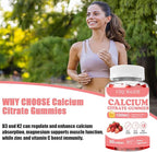 Calcium Citrate Gummies 1200mg with Vitamin D3 + K2, Magnesium, Zinc, Chewable Calcium Supplement for Women & Men, Bone Healthy, Sugar Free, Non-GMO, Gluten Free, Strawberry Flavor 60 Count