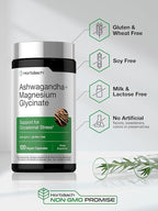 Horbäach Ashwagandha and Magnesium Glycinate | 120 Vegan Capsules | Support Supplement for Stress | Non-GMO, Gluten Free