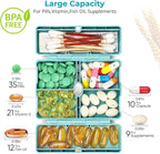 Zentiky Small Daily Pill Organizer with Labels, Medicine Pill Organizer Fit with Your Purse or Pocket for Travel to Hold Vitamin, Fish Oil, Supplement,Cotton Swabs, Bandages or Jewelry-Blue