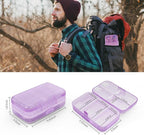 FYY Weekly Pill Organizer with Labels,8 Compartments Travel Daily Pill Case Airtight Moistureproof Large Pill Box to Hold Vitamins, Fish Oil, Supplements,Cotton Swab and Bandages-Purple