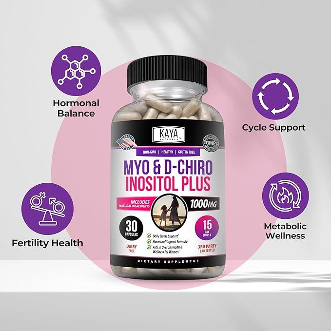 Kaya Naturals Myo & D-Chiro Inositol Plus Support for Women, Vitamin B8-30 Capsules