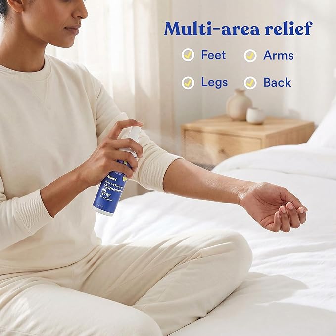 ASUTRA Pure Zechstein Magnesium Oil Spray 4 oz - Topical Magnesium for Feet, Sleep & Leg Cramps - Concentrated Formula for Sensitive Skin - Less Sting Less Itch