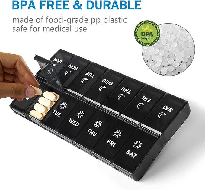 mossime Extra Large Weekly Pill Organizer 2 Times a Day, 7 Day AM PM Pill Box with XL Capacity Compartments, Jumbo Vitamins Holder Case and Medicine Organizer for Supplements and Daily Medication