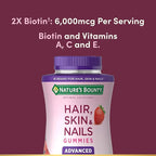 Nature's Bounty Optimal Solutions Advanced Hair, Skin, Nails, 2X Biotin, 80 Strawberry Gummies, 40 Total Servings (Pack of 3)