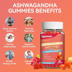 Ashwagandha Gummies 3000mg for Stress Relief, Calm & Relaxation Support with Magnesium & Vitamin D, Vegan, Gluten-Free, Natural Raspberry Flavor, 60 Count