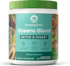 Amazing Grass Greens Blend Detox & Digest: Cleanse with Super Greens Powder, Beet Root Powder, Digestive Enzymes, Prebiotics & Probiotics, Clean Green, 30 Servings (Packaging May Vary)