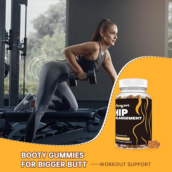 Booty Gummies for Big Butt and HIPS, Bigger Butt Gummies for Natural Curves, 1 PCS Bum Support Gummies, Berry Flavored Women Support Supplement, Boost Glute Growth, Fenugreek, 60 Count.
