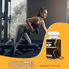 Booty Gummies for Big Butt and Hips, Bigger Butt Gummies for Natural Curves, 2 PCS Bum Support Gummy Booty Curvy Body, Berry Flavored Women Support Supplement, Boost Glute Growth, Fenugreek, 60 Count.