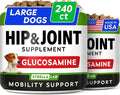 Glucosamine Treats for Dogs - Joint Supplement w/Omega-3 Fish Oil - Chondroitin, MSM - Advanced Mobility Chews - Joint Pain Relief - Hip & Joint Care - Bacon Flavor - 240 Ct - Made in USA