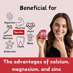 Calcium Gummies + Magnesium & Zinc with Vitamin D3 & K2, High Absorption Calcium Supplement for Bone, Teeth & Immune Support, Non GMO, Vegan, 60 Count
