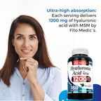 FITO MEDIC'S Lab | Hyaluronic Acid | Hyaluronic Acid Capsules | with MSM- 1200 mg per Serving, 180 Capsules | Acido hialuronico | Ultra high Absorption s.