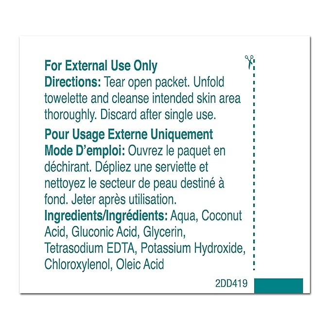 PDI Healthcare D41900 Castile Soap Wipe with Coconut Oil, Premoistened Facial Cleansing Towelette for Travel, 5 in x 7.7 in Size, Pack of 1000