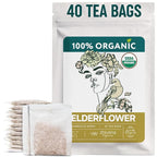 Organic Elderflower Tea (40 Tea Bags) - Elder Flowers Tea for Respiratory Health, Immunity - Herbal TeaBags for Cold Weather Days - Seasonal Blend - Te de Flor de Sauco