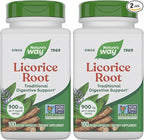 Nature's Way Licorice Root,Traditional Digestive Support Supplement*,900 mg per 2-Capsule Serving,Non-GMO Project Verified,100 Vegan Capsules (Packaging May Vary),(Pack of 2)