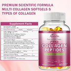 Multi Collagen Peptides Capsules 9500mg: Hydrolyzed Collagen Supplement Type I II III V X with Hyaluronic Acid Glucosamine MSM Probiotics Enzymes, Collagen for Skin Hair Nails Joints Women Men 60