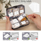 FYY Weekly Pill Organizer with Labels,8 Compartments Travel Daily Pill Case Airtight Moistureproof Large Pill Box to Hold Vitamins, Fish Oil, Supplements,Cotton Swab and Bandages-Black
