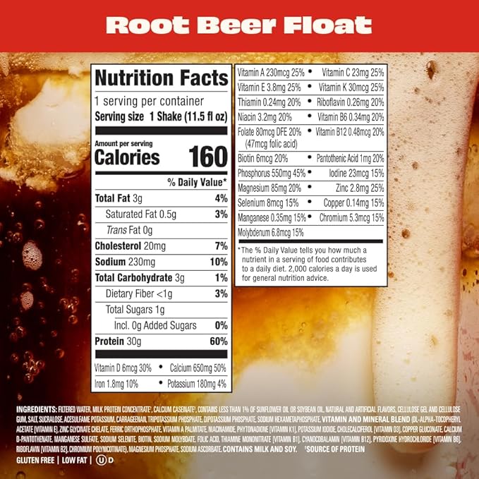 Premier Protein Shake,Limited Edition,Root Beer Float,30g Protein,No Added Sugar,24 Vitamins & Minerals to Support Immune Health,11.5 fl oz,(Pack of 24)