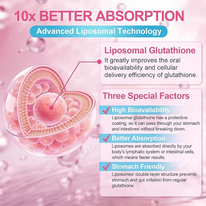 Liposomal Glutathione Gummies 1000mg, High Absorption Glutathione Supplement with Vitamin C, NAC, Milk Thistle for Skin Health, Liver Detox & Immune, Vegan, Sugar Free, Strawberry Flavor, 60 Count