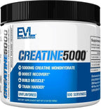 Evlution Nutrition Creatine 5000 - Supports Faster Recovery, Lean Muscle Growth & Performance - Pre & Post Workout Powder - 5000mg Pure Creatine Monohydrate Per Serving - 100 Servings - Unflavored