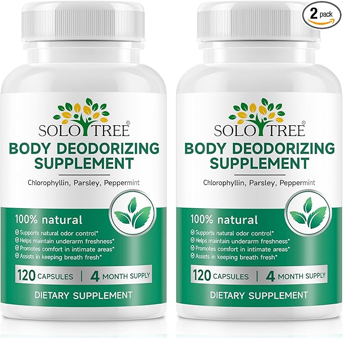 2Pack Chlorophyll Capsules | Internal Body Deodorant Supplement for Men & Women | Natural Odor Control for for Body Odor, Fresh Breath,Immune Support,Vegan(120 Caps)