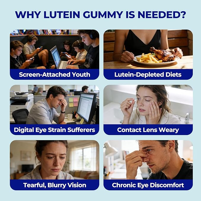 OxyEnergy Lutein Gummies for Eye Health - Lutein & Zeaxanthin, Natural Blueberry, Individually Wrapped for Freshness Vitamins Supplements for Vision Health, Eye Strain, Dry Eyes