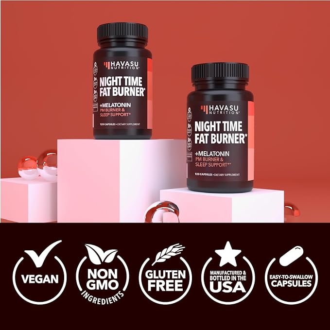 Night Time Fat Burner Metabolism Booster | Appetite Suppressant & Supplement to Support Weight Loss | 120 Weight Loss Supplement Pills for Men