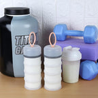 Accmor 2 Pcs Protein Powder Container to Go with Funnels Stand, 4 Compartments Stackable Protein Powder Dispenser for Workout, Fitness, Travel