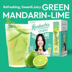 TEAZEN Green Mandarin Lime Kombucha Powder, Hydration Drink Mix, Sugar Free, Live Probiotics & Prebiotics, On-the-Go 30 Packets, 5.29oz