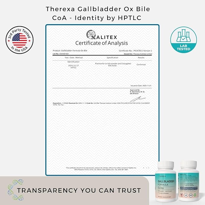 Ox Bile Supplements for No Gallbladder - Ox Bile Digestive enzymes, Purified Bile Salts, Gallbladder Supplements Complex Formula, 90 Capsules