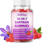Saffron Supplement Gummies for Kids & Adults Supports Antioxidant Function with Ashwagandha, L-Theanine, Rhodiola Rosea, Lemon Balm, Vitamin D3, B6, Magnesium & Zinc – Raspberry Flavor, 60 Count