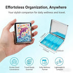 Weekly Pill Organizer, Metal Pill Box with 8 Compartments, Small Travel Pill Case for Purse Pocket, Medicine Vitamin Supplement Organizer (Dolphin Bloom)