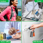 Portable Pill Case Keychain (2 Pack), Large Waterproof Aluminum Pill Container for Round Glucose Tablets & Critical Medicine, Small Pill Holder Travel Pill Box Bottle with Carabiners (Grey Blue)