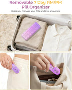 Weekly Pill Organizer 7 Day AM PM - Travel Pill Box 2 Times a Day with One-Hand Easy-Open Lid, 14 Compartments Portable Medicine Case for Daily Vitamins, Fish Oil, Pills and Supplements