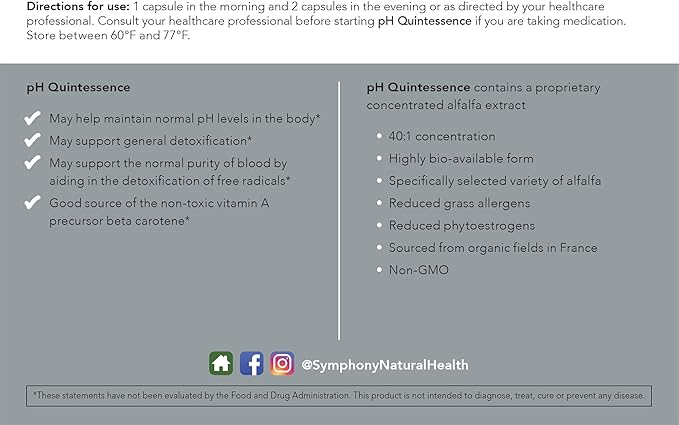 pH Quintessence® – Daily Greens Support for pH Balance & Metabolic Health | 40:1 Alfalfa-Based Formula for Alkalinization, Detoxification & Hormone Metabolism Support (270 Vegan Capsules)