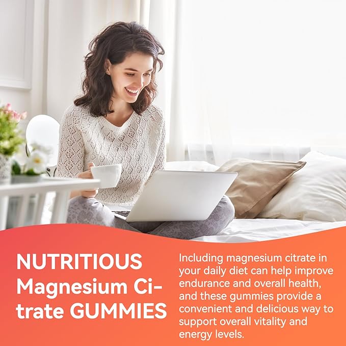 1400MG Magnesium Citrate Gummies, High Absorption Magnesium Gummies for Adults, Extra Strength Magnesium Gummy Supplement for Healthy Relaxation, Vegan, Non-GMO, 60 Count