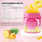 softbear Womens Probiotic Slippery Elm Gummies, Feminine Vaginal Probiotics Pineapple Gummies for Women pH Balance & Flora Health, Vegan/Sugar-Free/Non-GMO, 60 Count