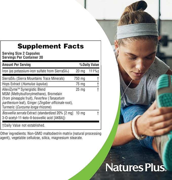 NaturesPlus Ultra InflamActin - 60 Capsules - Natural Anti-Inflammatory Supplement with Turmeric, Bromelain, MSM, Boswellia & Ginger - Joint Health Support - 30 Servings