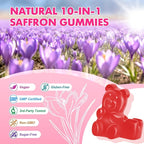 Saffron Gummies for Adult Kids - with Saffron 88.5mg, Vitamins D3 & B6, Magnesium, Zinc, Ashwagandha, L - Theanine, St. John's Wort - Supports Mood & Focus, Strawberry Flavor, 120 Count