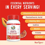 MaryRuth's Multivitamin Gummies for Men | Vitamin A, C, D, E, B6, B12, Biotin, Zinc | Energy Metabolism | Immunity | Bone Health | Cellular Health | Vegan | Non-GMO | Gluten & Sugar Free | 60 Count
